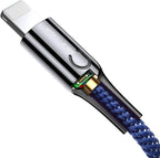 Baseus PD 2.4A Lightning Cable, Fast Charging, Data Transfer, Light Intelligent Power-off, LED indicator Charging Cable — Blue