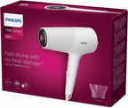 Philips 5000 Series Hair Dryer with ThermoShield Technology, 3 Heat and 2 Speed Levels, 2,100 W Drying Power (Model BHD500/00) — Metallic White