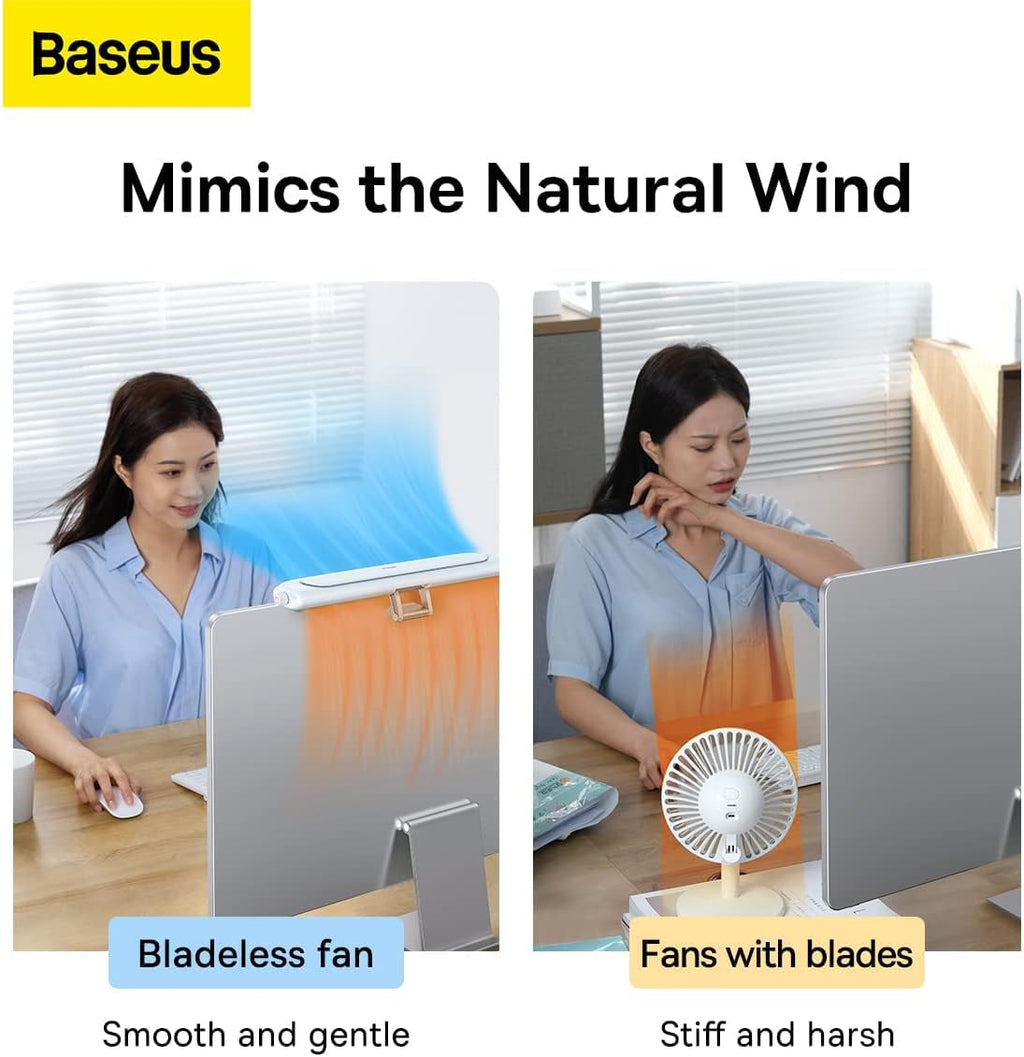 Baseus 2-in-1 Desktop and Monitor Clip-On USB Fan — White
