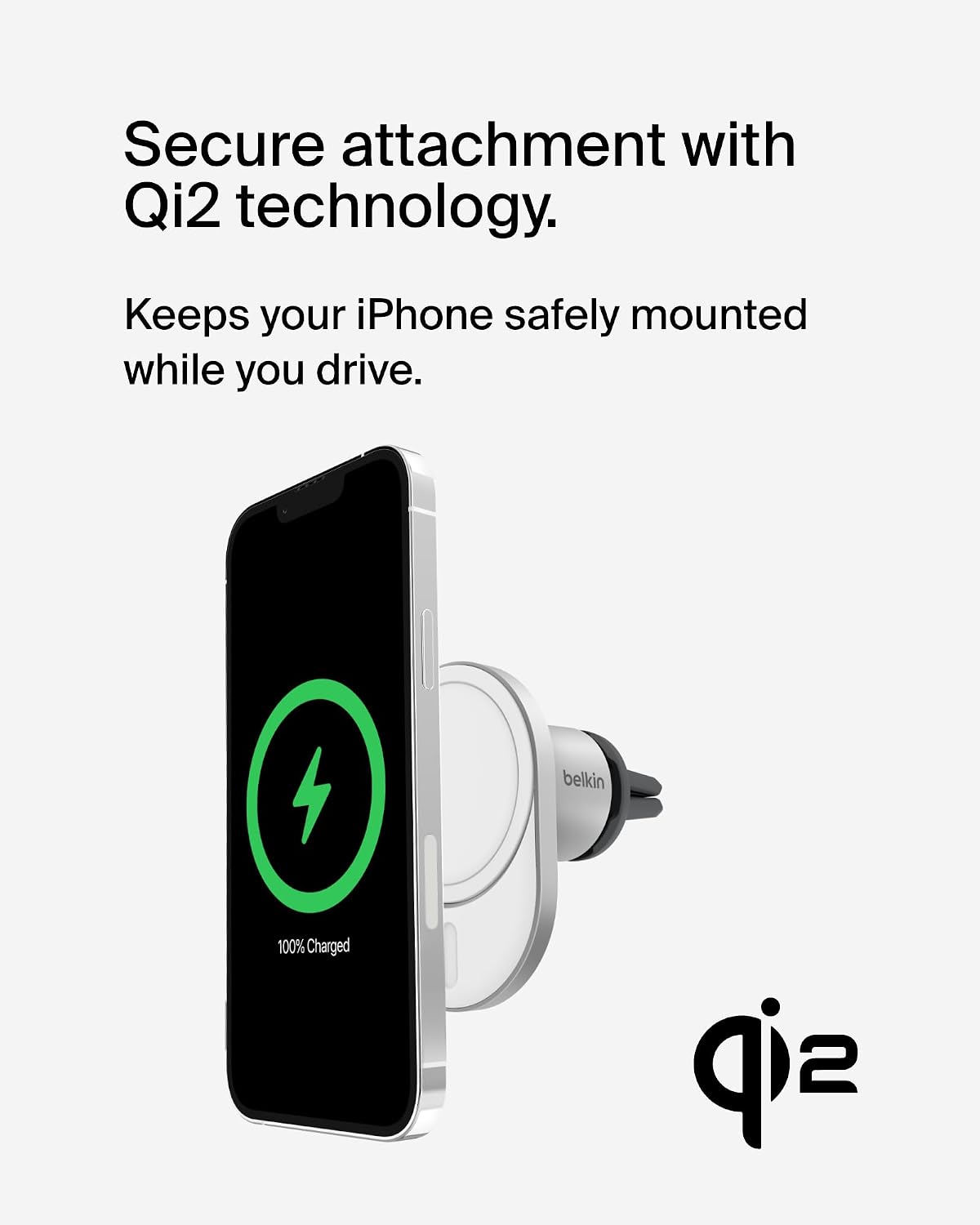 Belkin BoostCharge™ Pro ​Wireless Car Charger with MagSafe 15W Extra Strong Magnetic Vent Mount for iPhone 12, 13, 14
