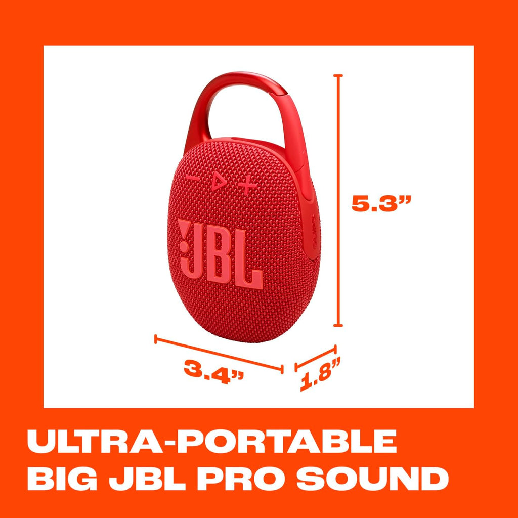 JBL Clip 5 Portable Bluetooth Speaker — Red