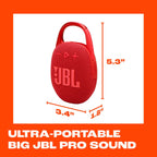 JBL Clip 5 Portable Bluetooth Speaker — Red
