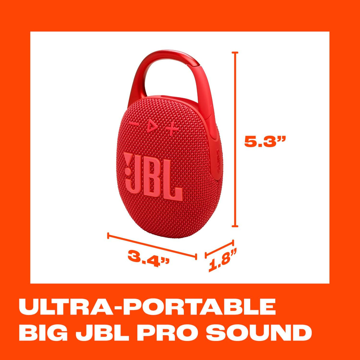 JBL Clip 5 Portable Bluetooth Speaker — Red