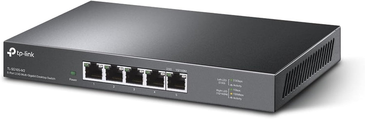 TP-Link TL-SG105-M2 | 5 Port Multi-Gigabit Unmanaged Network Switch, Ethernet Splitter | 2.5G Bandwidth | Plug & Play | Desktop/Wall-Mount | Fanless Metal Design