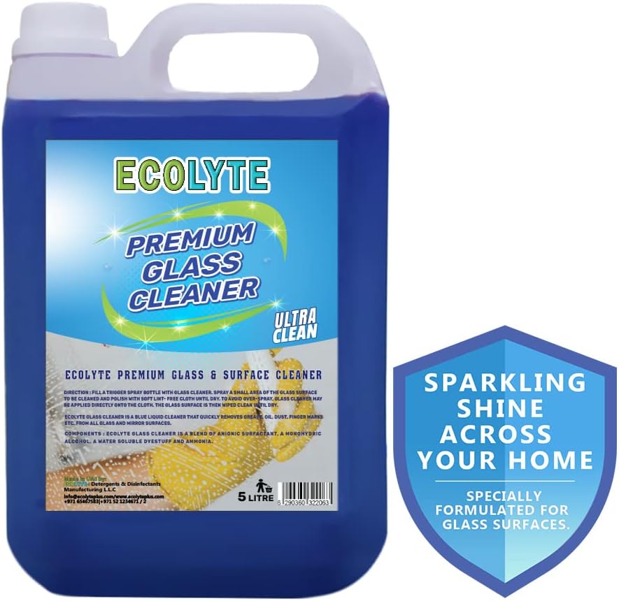 Ecolyte+ Premium Glass Cleaner & Surface Cleaner Liquid Detergent, surface cleaner, window cleaner, and Screen Cleaner Liquid | Kills 99.99% of Germs (5 Liter) — additional view 2
