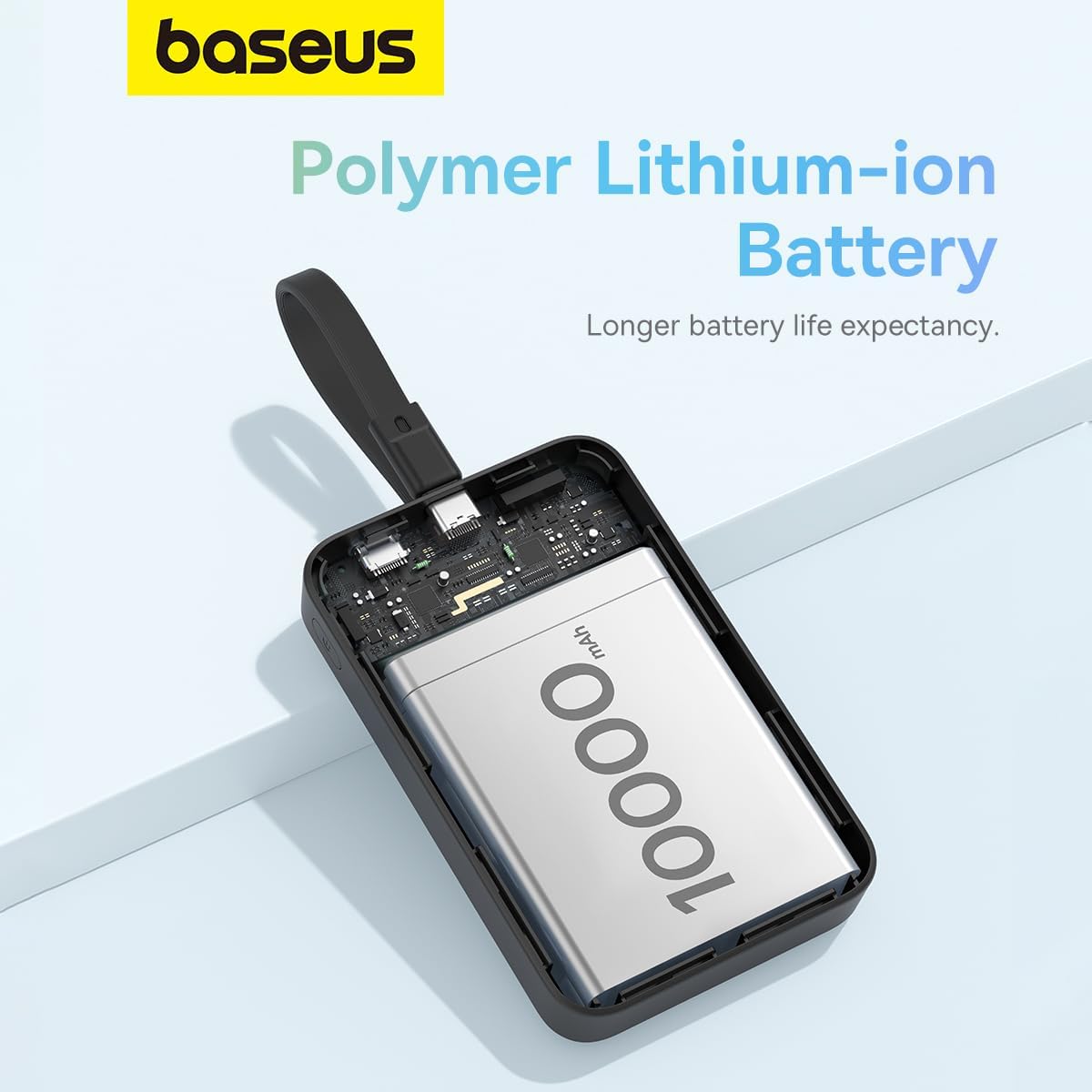 Baseus 30W Magnetic Wireless Power Bank 10000mAh with Built-in USB C Cable – MagSafe Compatible Battery Pack — 10000mAh-30W-W/Cable — Black
