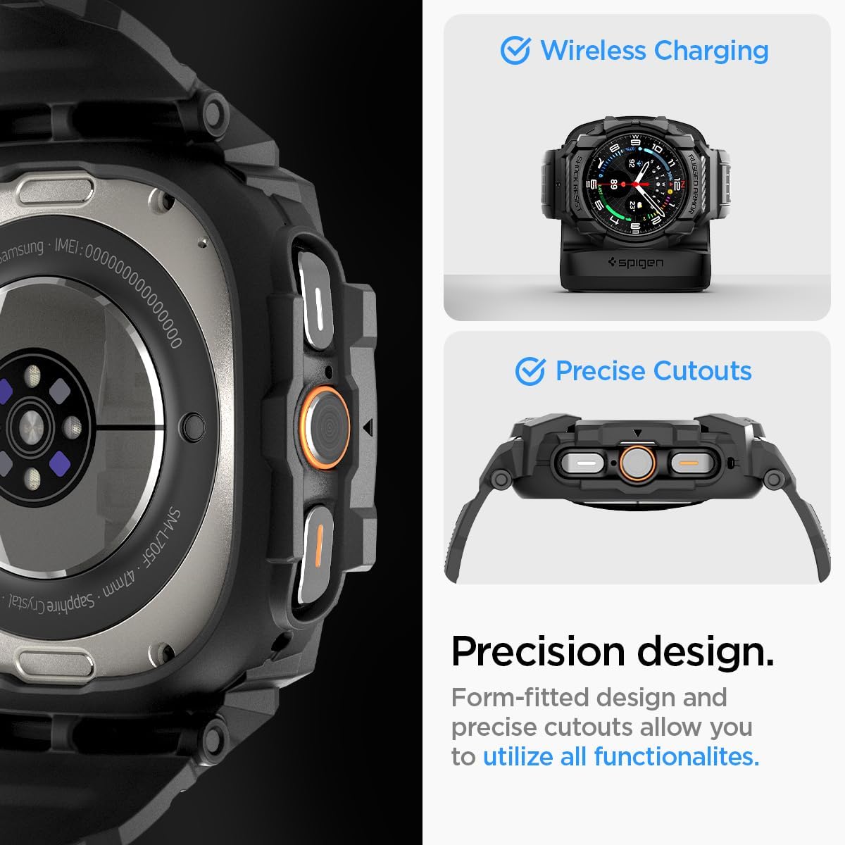 Spigen Rugged Armor Pro Case with Band - Galaxy Watch Ultra — Black — product image 7