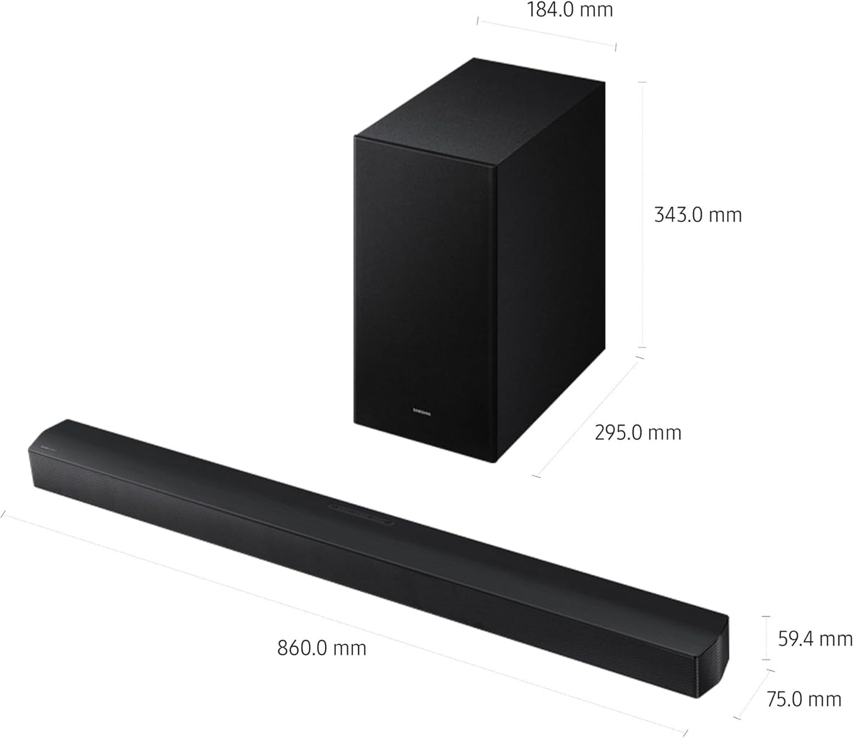 Samsung B-series Soundbar, B650F, 3.1 ch, Subwoofer, 3.1ch Sound, Q-Symphony, Dolby Audio/DTS Virtual:X, Adaptive Sound, HW-B650F/ZN (2025 - UAE Version)