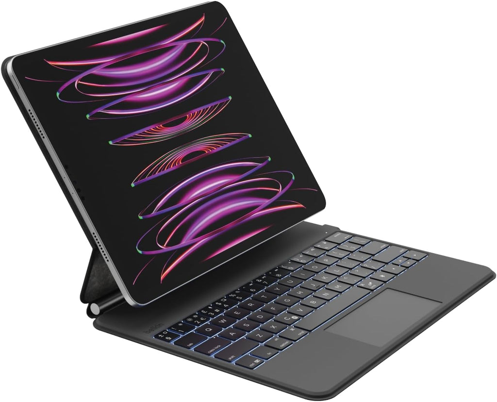 Belkin Pro iPad Keyboard Case with Magnetic Stand, Backlit Bluetooth Keyboard, Trackpad Gestures, Apple Pencil Storage, Premium Leather, QWERTY, Media Keys, For iPad Air 13” M2/M3/M4, iPad Pro 12.9”