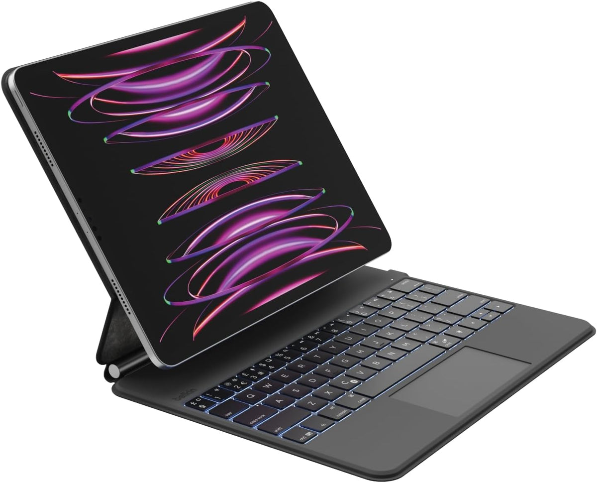 Belkin Pro iPad Keyboard Case with Magnetic Stand, Backlit Bluetooth Keyboard, Trackpad Gestures, Apple Pencil Storage, Premium Leather, QWERTY, Media Keys, For iPad Air 13” M2/M3/M4, iPad Pro 12.9”