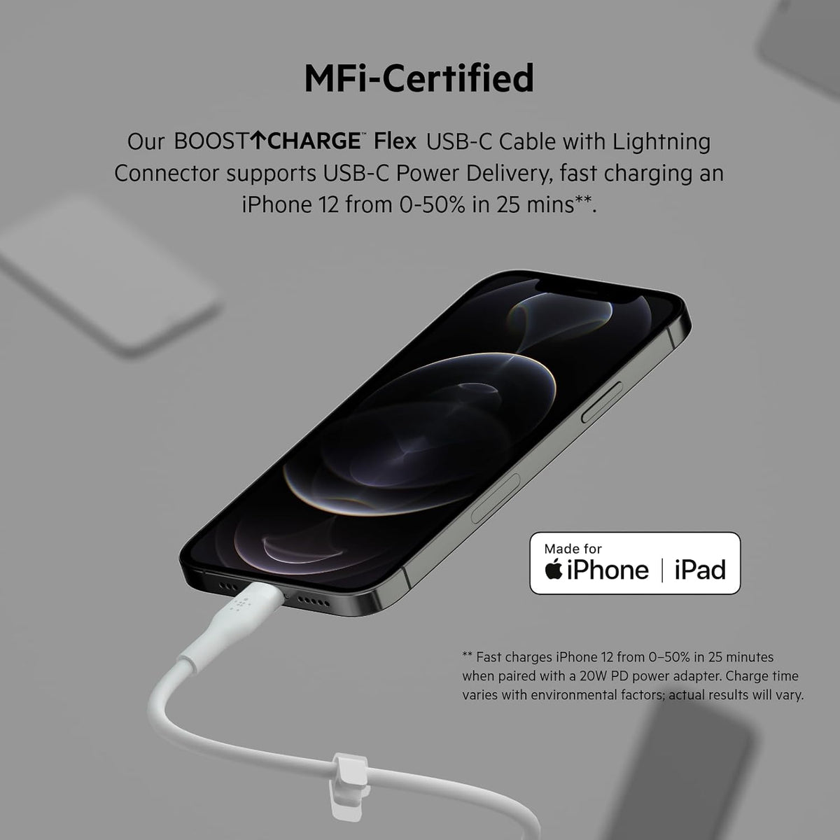 Belkin Silicone Cable Lightning to Type-C 1 Meter White