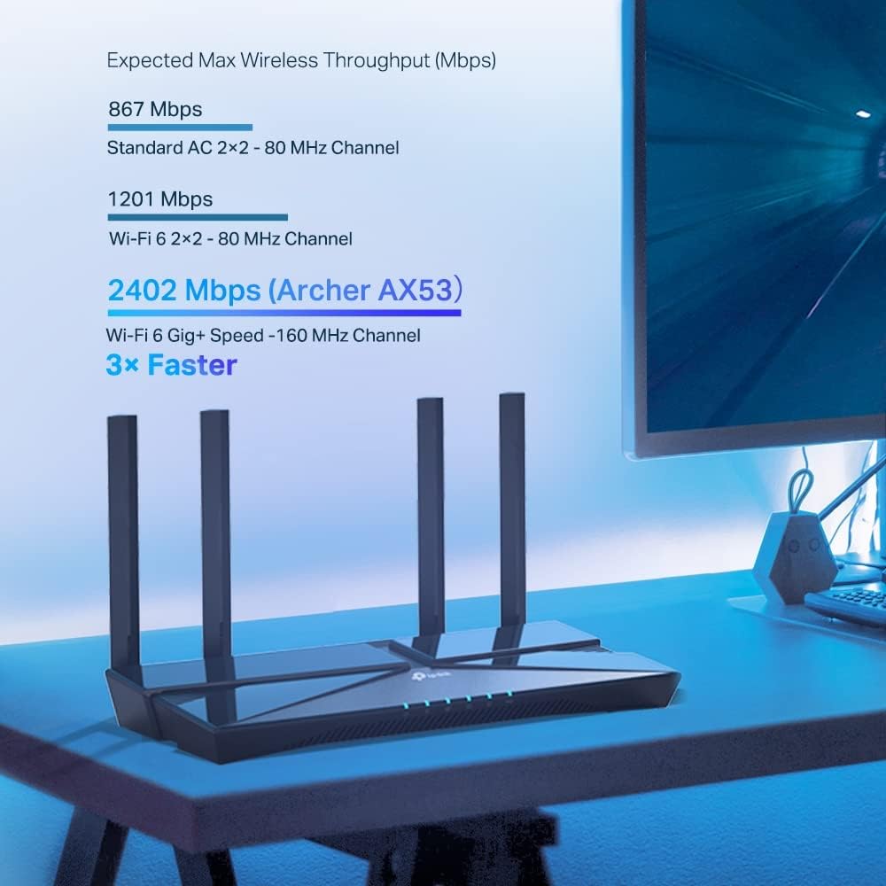 TP-Link WiFi 6 OneMesh AX3000 Mbps Gigabit VPN Router, Dual-Core CPU Fibre, WPA3 Cybersecurity, Ideal for Gaming Xbox/PS4/Steam, Compatible With Alexa (Archer AX53)