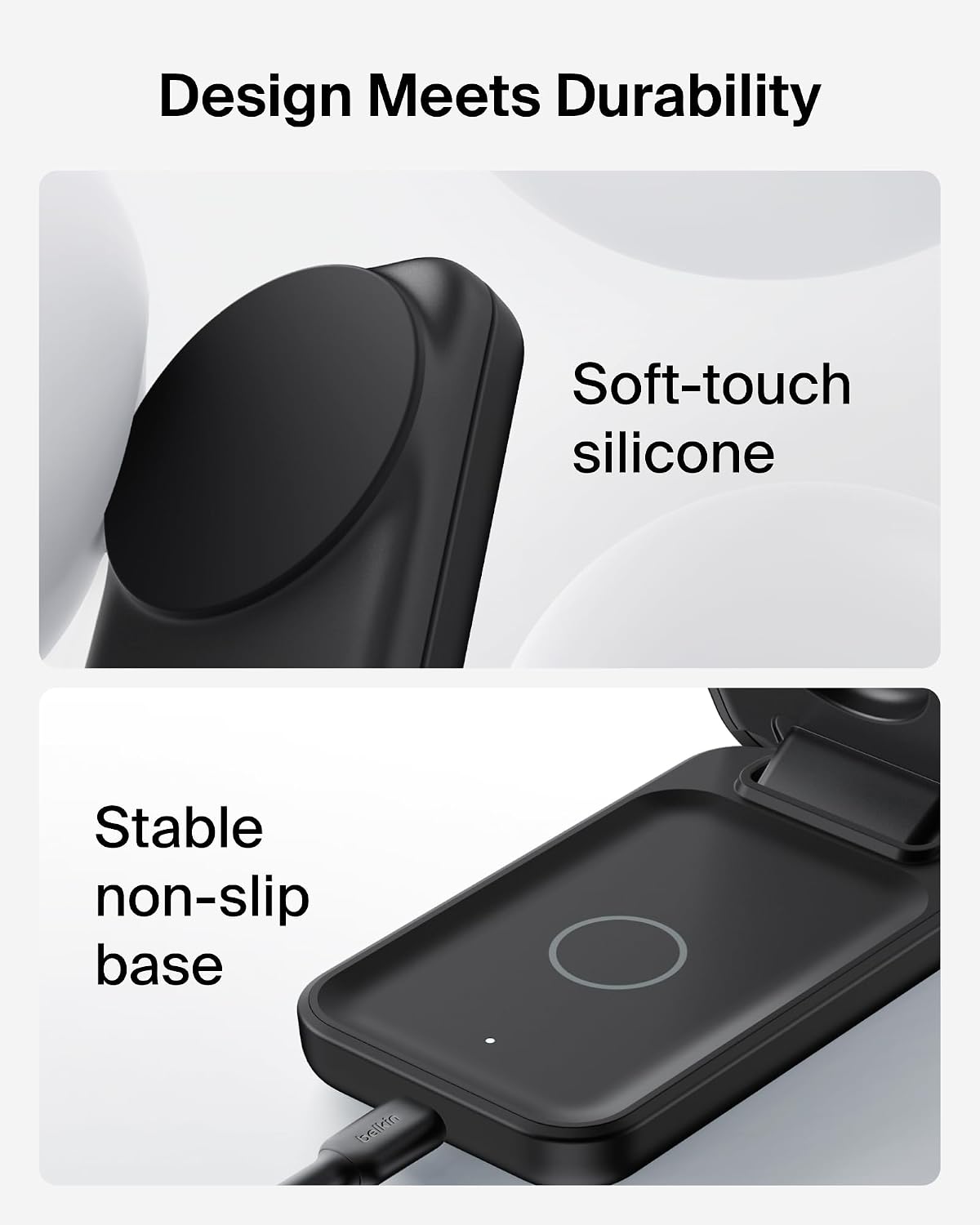 Belkin UltraCharge Magnetic Wireless Charger 25W, 3-in-1 Qi2.2 Certified MagSafe Compatible Fast Charger, Charging Station for iPhone 17, Air, Apple Watch, AirPods, Pixelsnap with 45W Adapter - Black