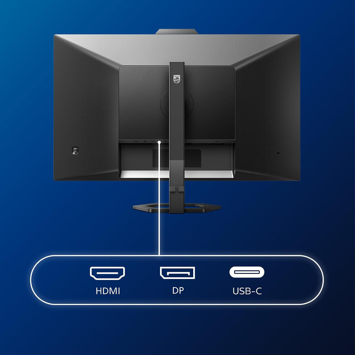 Philips 27" IPS QHD Frameless Monitor with HDMI, Display Port,USB C and USB 3.2 x 4 Built in Speaker, Built in Webcam with Mic - 27E1N5600HE — Black