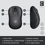 Logitech M220 Wireless Mouse — Grey