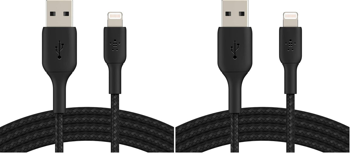 Belkin iPhone Cable (3M) Braided USB to Lightning Cable – Black (Pack of 2)