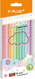 YPLUS Pastel Coloured Pencils with Star Sharpener — 12 Colours