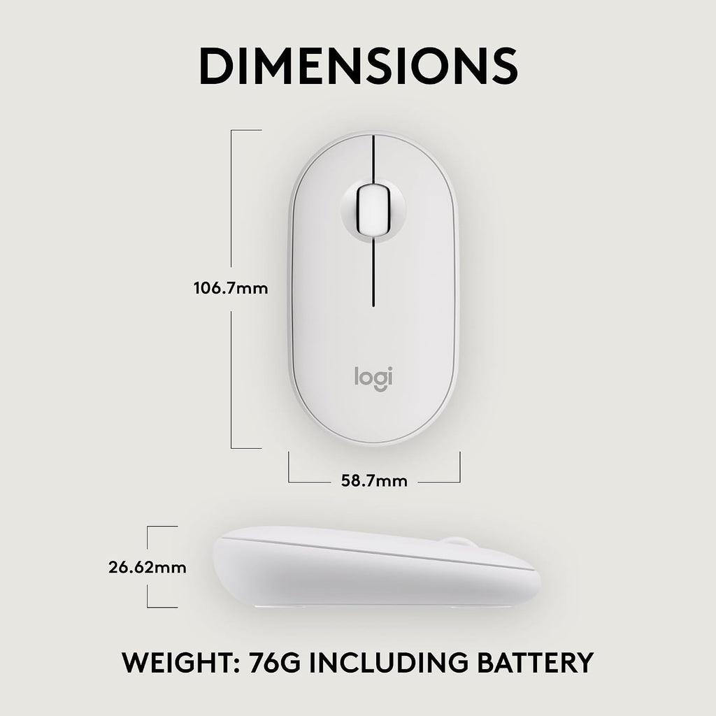 Logitech M350S Wireless Mouse — White
