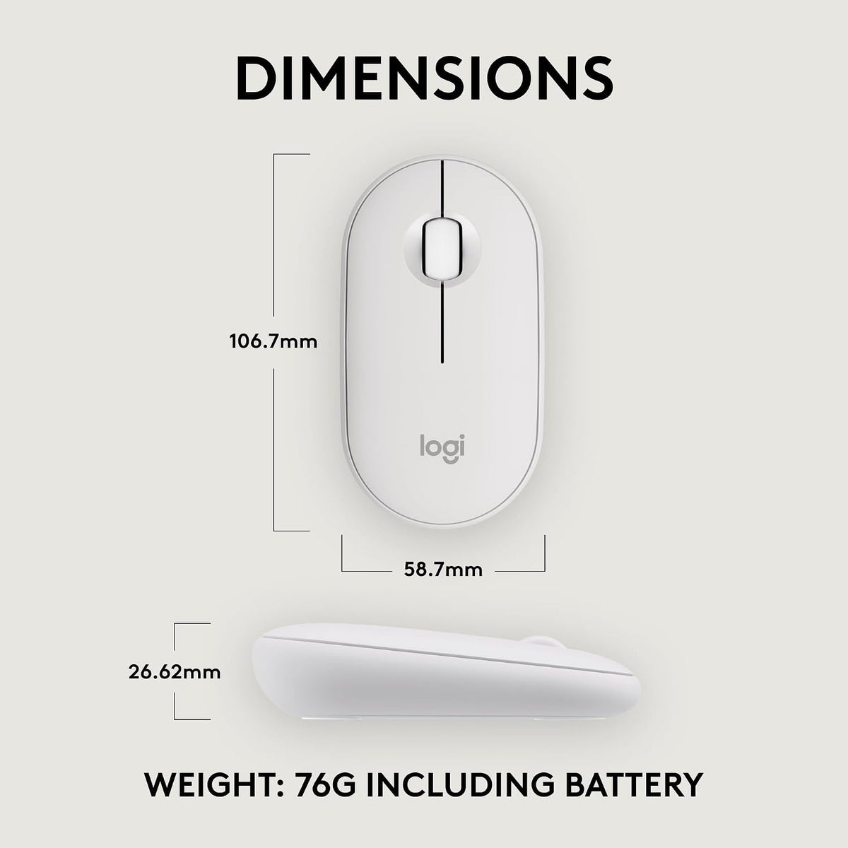 Logitech M350S Wireless Mouse — White
