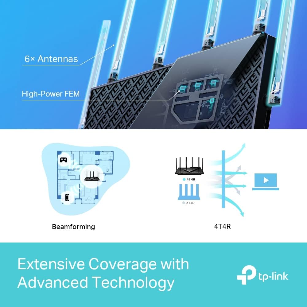 TP-Link Next-Gen Wi-Fi 6 AX5400 Mbps Gigabit Dual Band Wireless Router, OneMesh™ Supported, Dual-Core CPU, TP-Link HomeShield, Ideal for Gaming Xbox/PS4/Steam, Plug and Play (Archer AX72)
