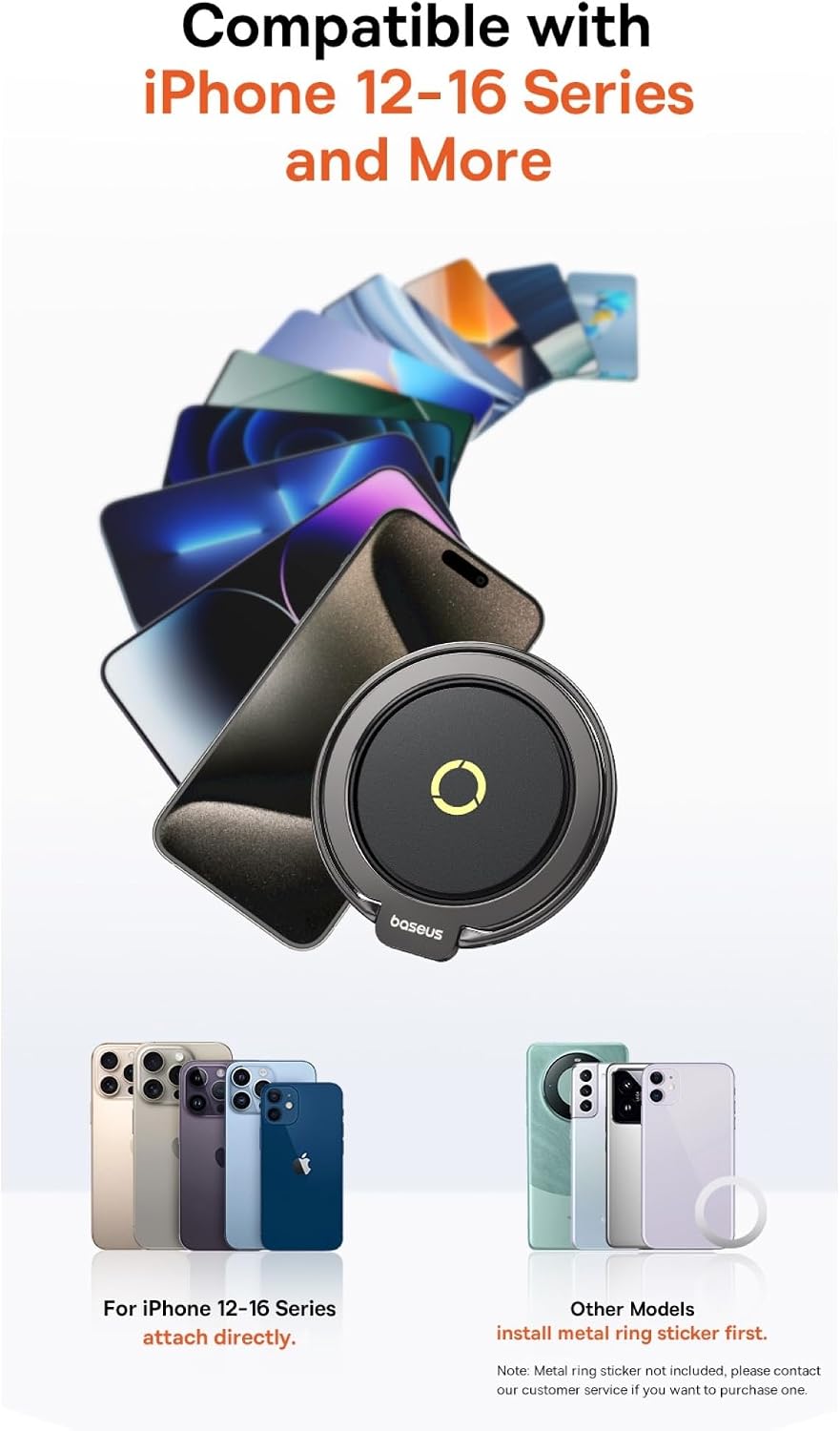 Baseus MagPro II Magnetic Phone Ring Holder with Popsocket – MagSafe Stand & Grip for Wireless Charging, 360° Adjustable Kickstand — Black