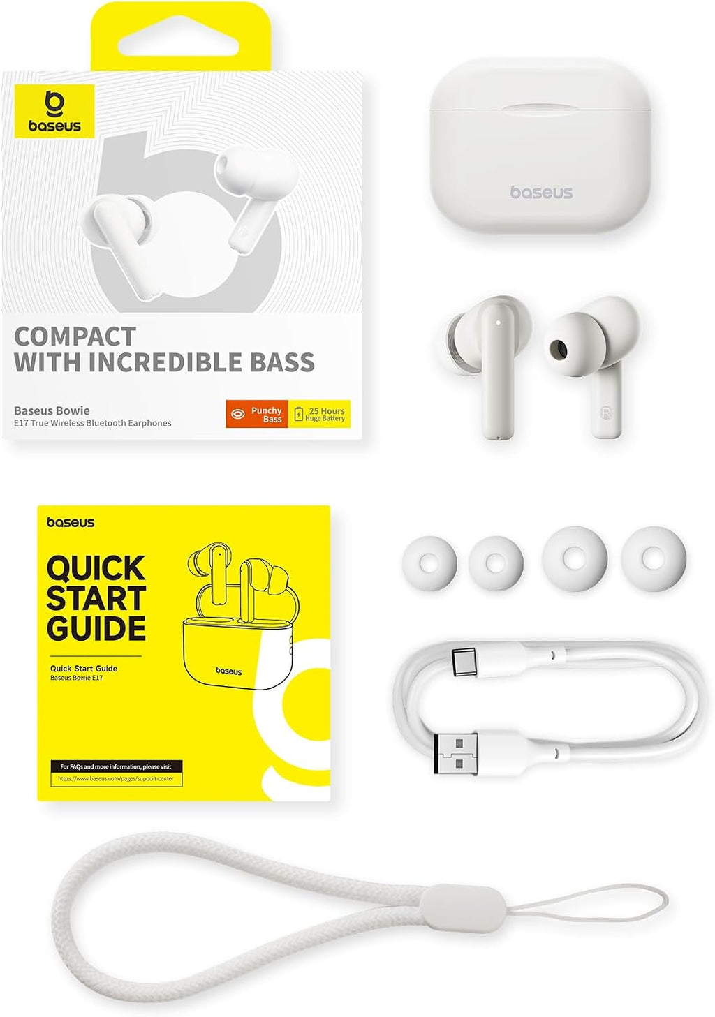 Baseus Bowie E17 Wireless Earbuds — White