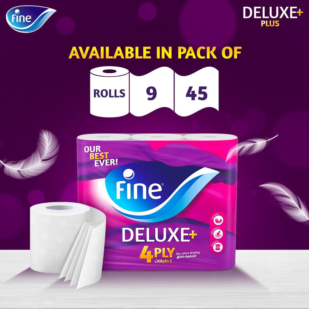 Fine Deluxe Toilet Paper 4 Ply, 9 Rolls x 140 Sheets (Pack of 2) — additional view 6