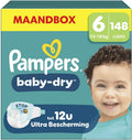 Pampers Nappies Size 6 (13-18 kg) Baby-Dry, Extra Large, Monthly Box, Up to 12 Hours All-Round Leak Protection, Pack of 148