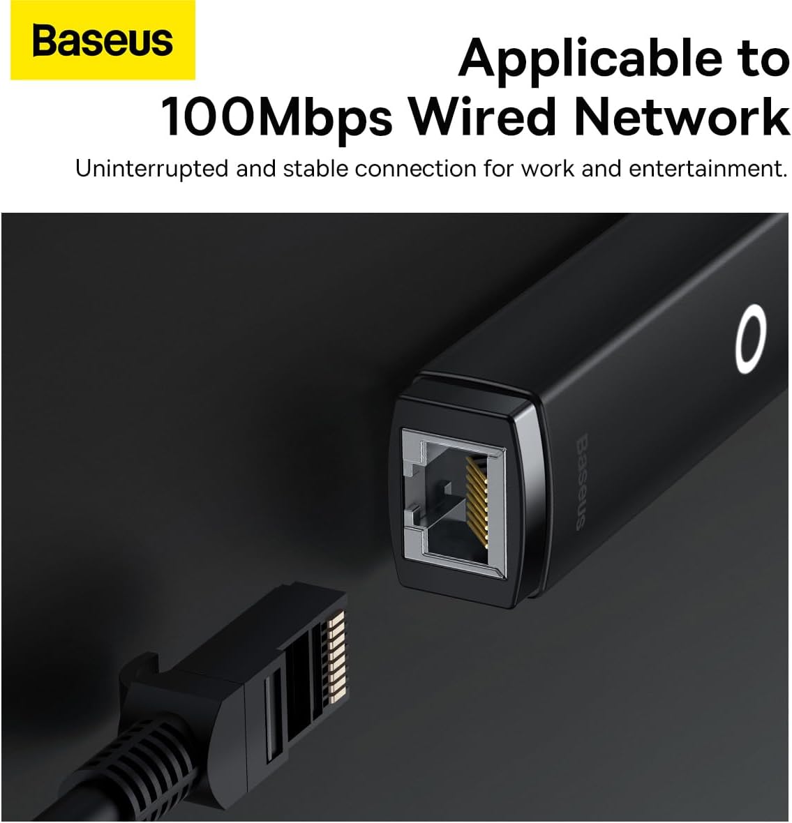 Baseus Lite Series USB to RJ45 Ethernet Adapter, 1000Mbps Gigabit LAN Adapter, USB-A to Ethernet Network Converter for Laptops - Black — RJ45-USB A — Black
