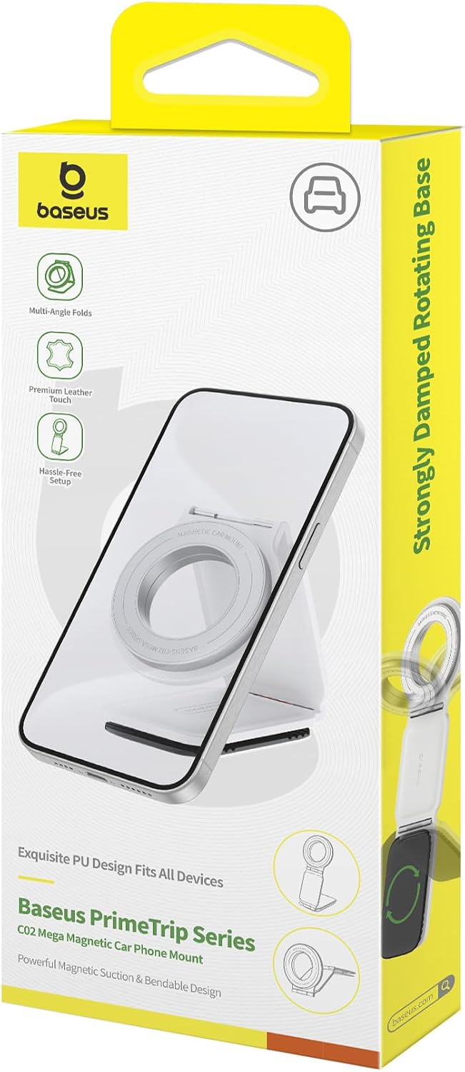 Baseus PrimeTrip Series C02 Mega Mobile Phone Holder Car Magnet for Dashboard Universal Magsafe (White) — White