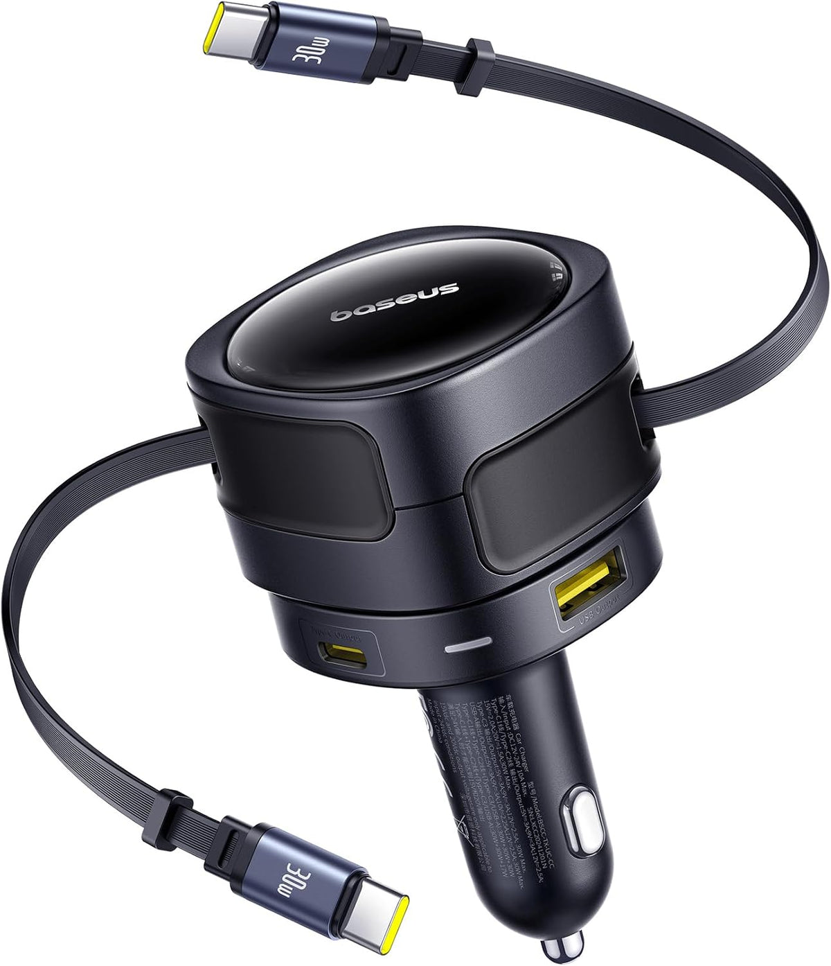 Baseus Enjoyment Max 90W Car Charger – Dual USB-C Ports with C+C & U+C Output, Fast Charging Adapter with USB-C Cable Included, PD/QC Support for Laptops