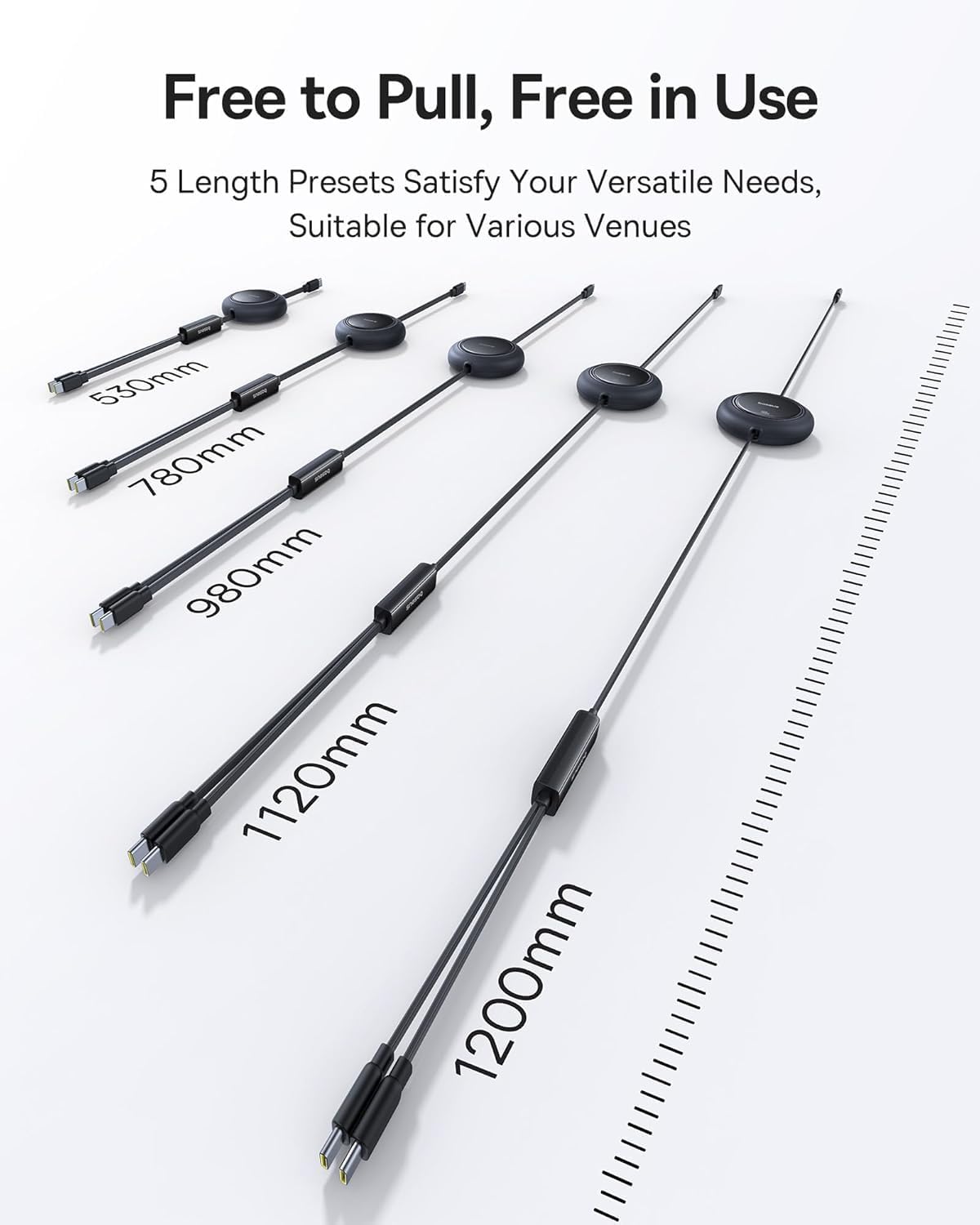 Baseus Retractable USB C Cable 4ft, Single Port Max 100W 2 in 1 USBC to USBC Multi Fast Charging Cable, 5 Length Presets, Type C Charger Cord — 4 Feet — Black