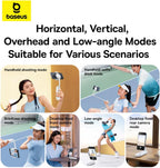 Baseus TechShot Dual-Support Selfie Stick & Foldable Phone Stand , 3-Stage Extendable Aluminum Monopod with Detachable Bluetooth Remote (10m) , Low-Angle Mode — White