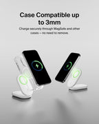 Belkin Fast Charge MagSafe Charger, Magnetic Foldable Wireless Charging Stand 15W, MagSafe-Compatible Portable Fast Charger for Qi2, iPhone 16, 15 & 14 Series, Standy Mode Ready, PSU Included - White
