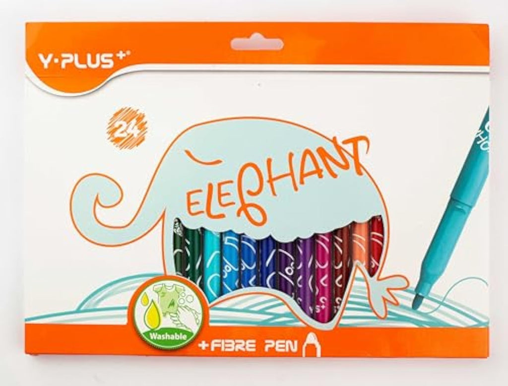 YPLUS Elephant Fibre Colouring Pens — 24 Colours