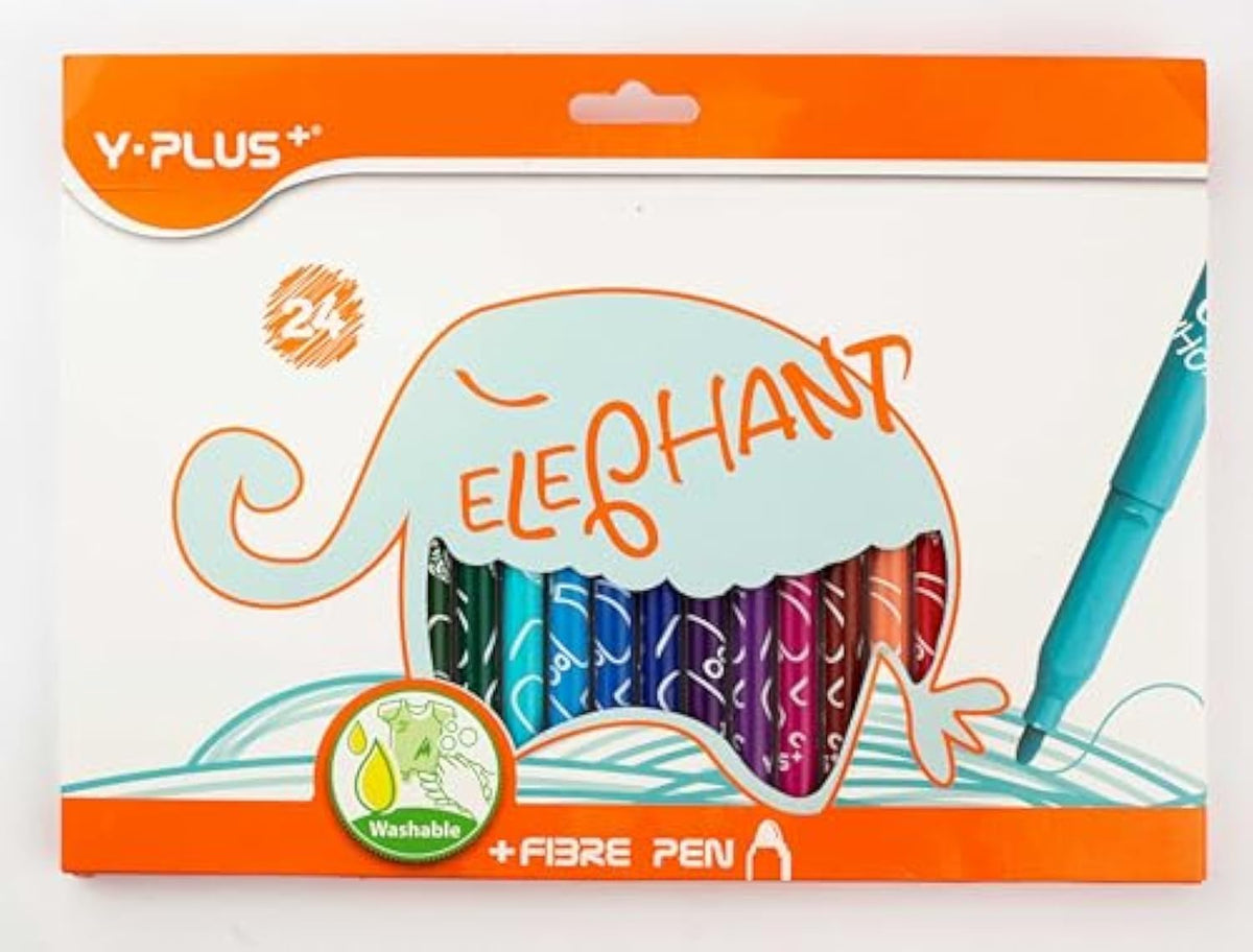 YPLUS Elephant Fibre Colouring Pens — 24 Colours