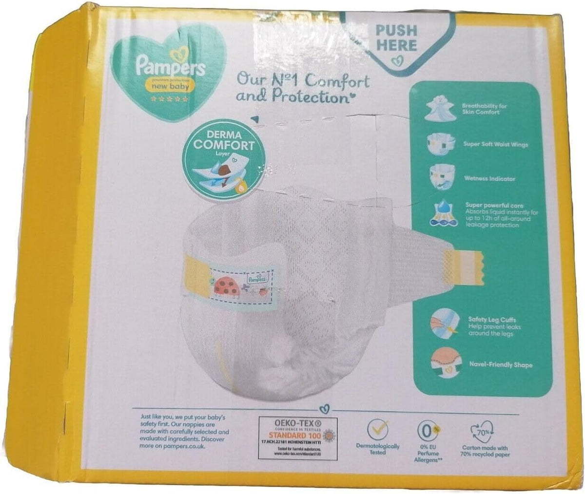 Pampers Baby Nappies Size 1 (2-5 kg / 4-11 lbs), New Baby, 80 Count, JUMBO+ PACK, Protection For Sensitive Newborn Skin, Baby Essentials for Newborn