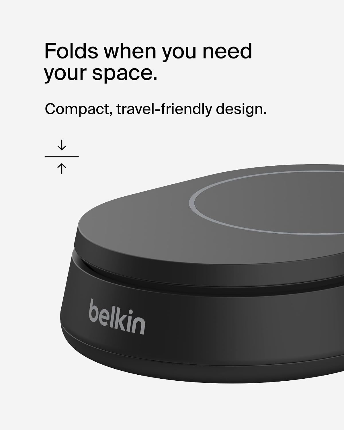 Belkin BoostCharge Pro 15W convertible magnetic wireless charging stand, MagSafe compatible fast Qi2 wireless charger, magnetic fast charger for Apple iPhone 17/16/15, Air, AirPods, PixelSnap - Black