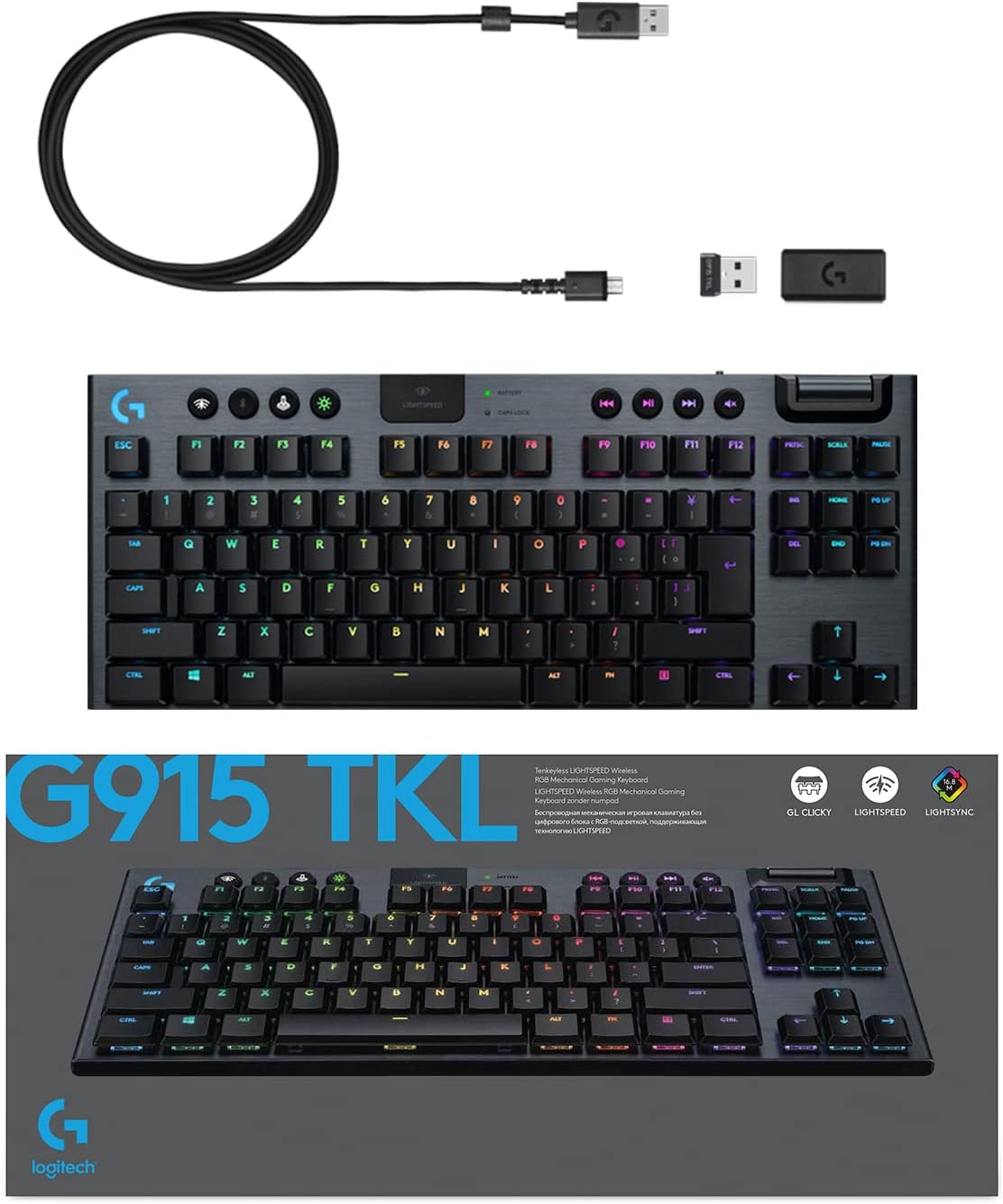 Logitech G915 TKL Wireless Gaming Keyboard — Black