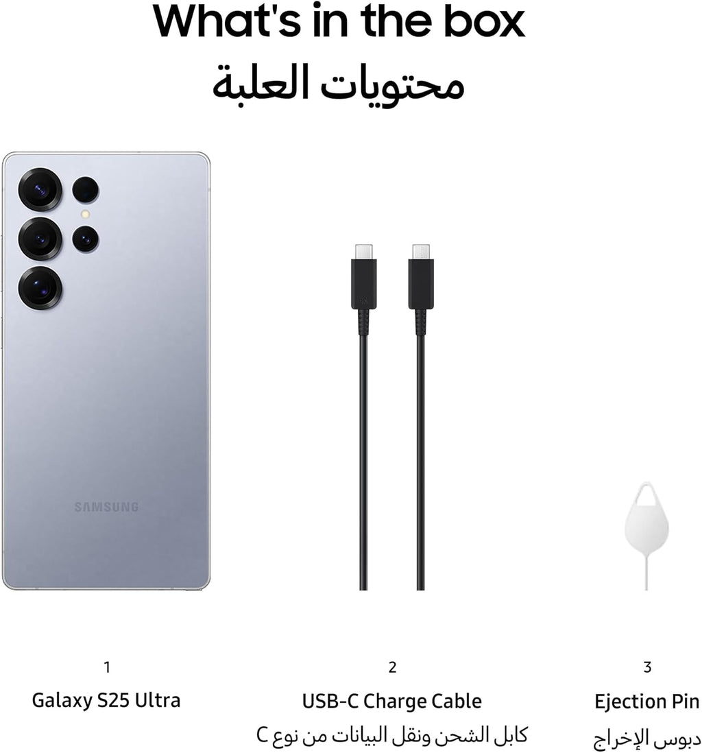 Samsung Galaxy S25 Ultra AI Phone, 256GB Storage, 12GB RAM, Titanium Silverblue, Android Smartphone, 200MP Camera, S Pen, Long Battery Life (UAE Type Approved)