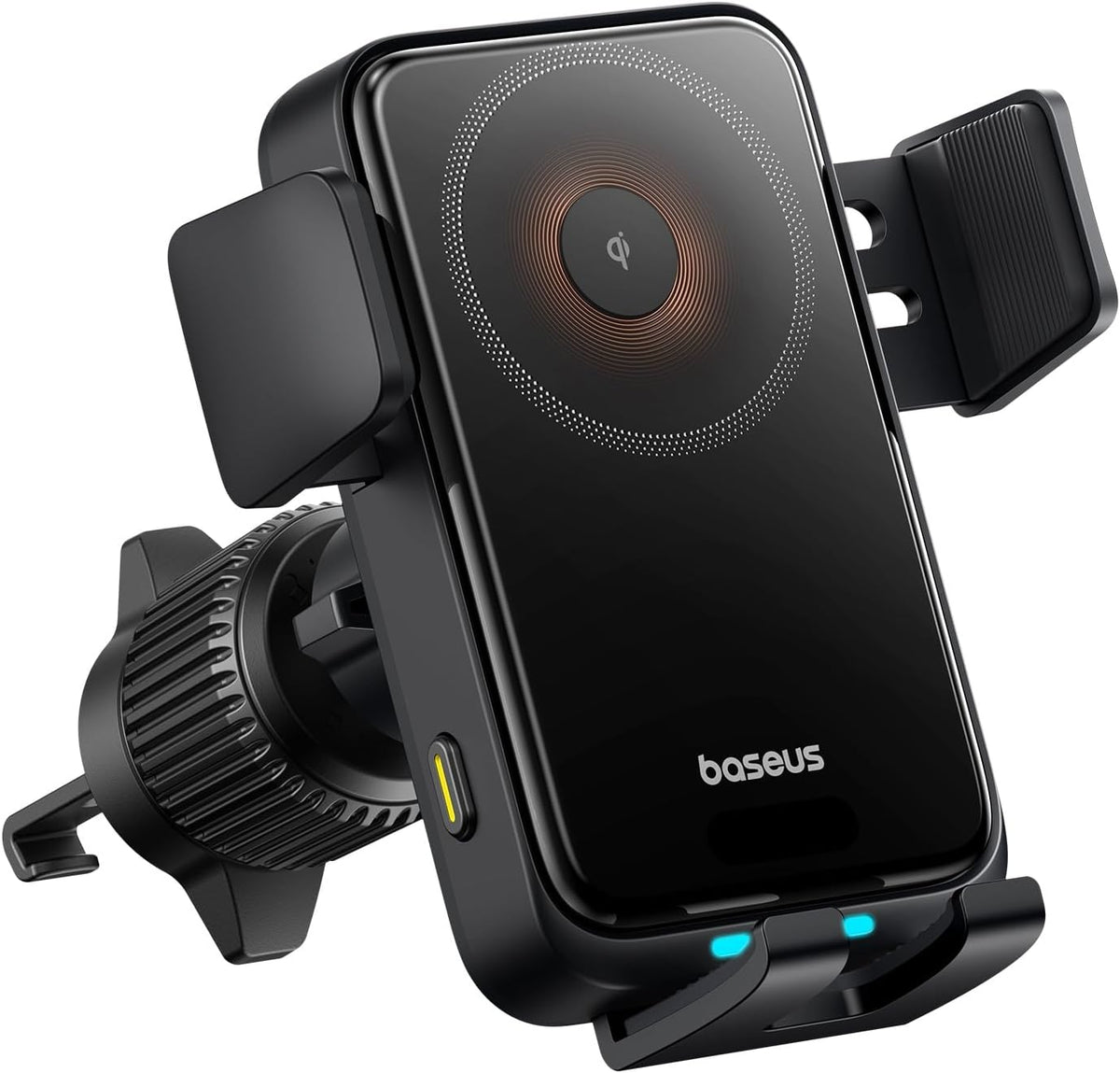Baseus Wisdom Pro Wireless Car Charger Mount, 15W Qi Fast Charging, Auto-Clamping Air Vent Phone Holder, 360° Rotation — 360°-Wireless-Wisdom Pro — Black