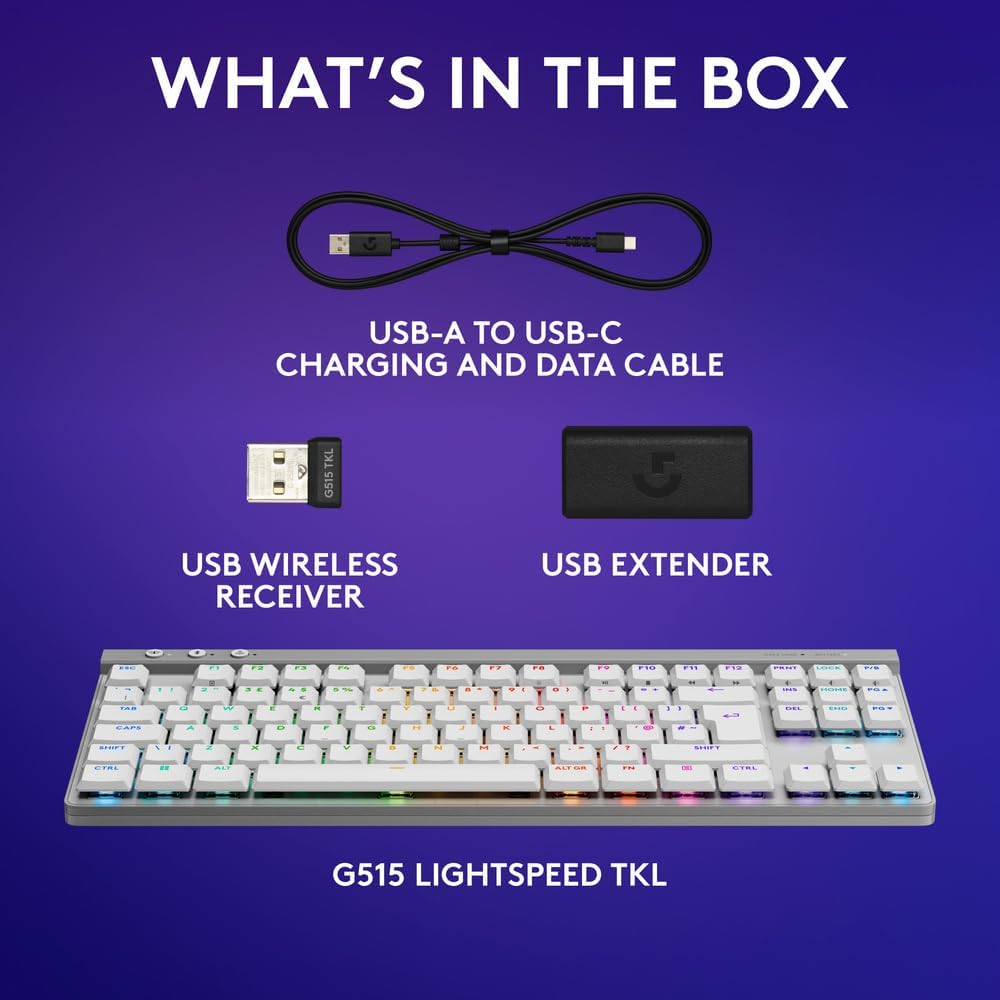 Logitech G515 TKL Wireless Gaming Keyboard — White