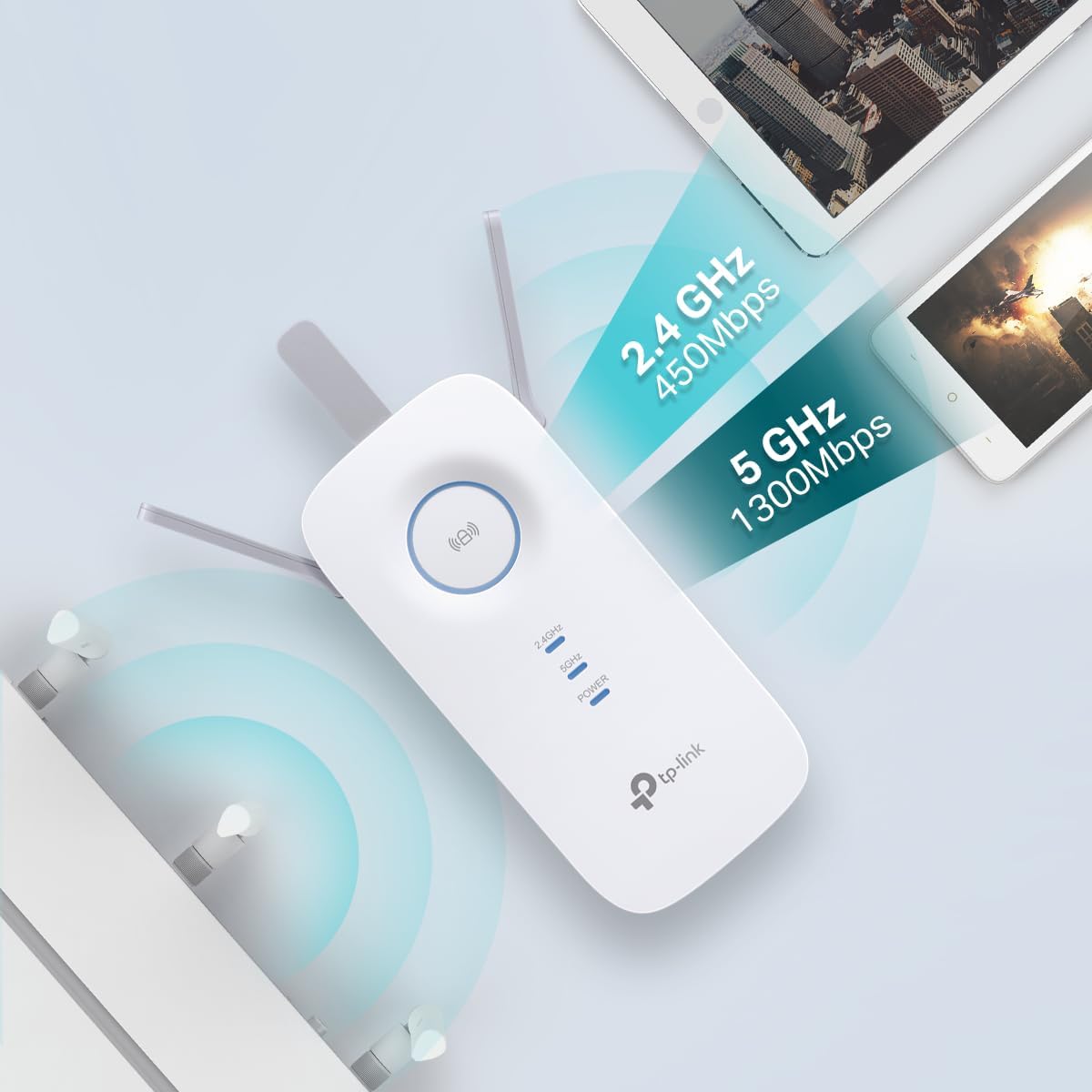TP-Link AC1750 WiFi Extender (RE450), PCMag Editor's Choice, Up to 1750Mbps, Dual Band WiFi Repeater, Internet Booster, Extend WiFi Range further