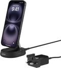 Belkin BoostCharge Pro 15W convertible magnetic wireless charging stand, MagSafe compatible fast Qi2 wireless charger, fast charger for iPhone 17/16/15, Air, AirPods, PixelSnap, 20W plug incl. - Black