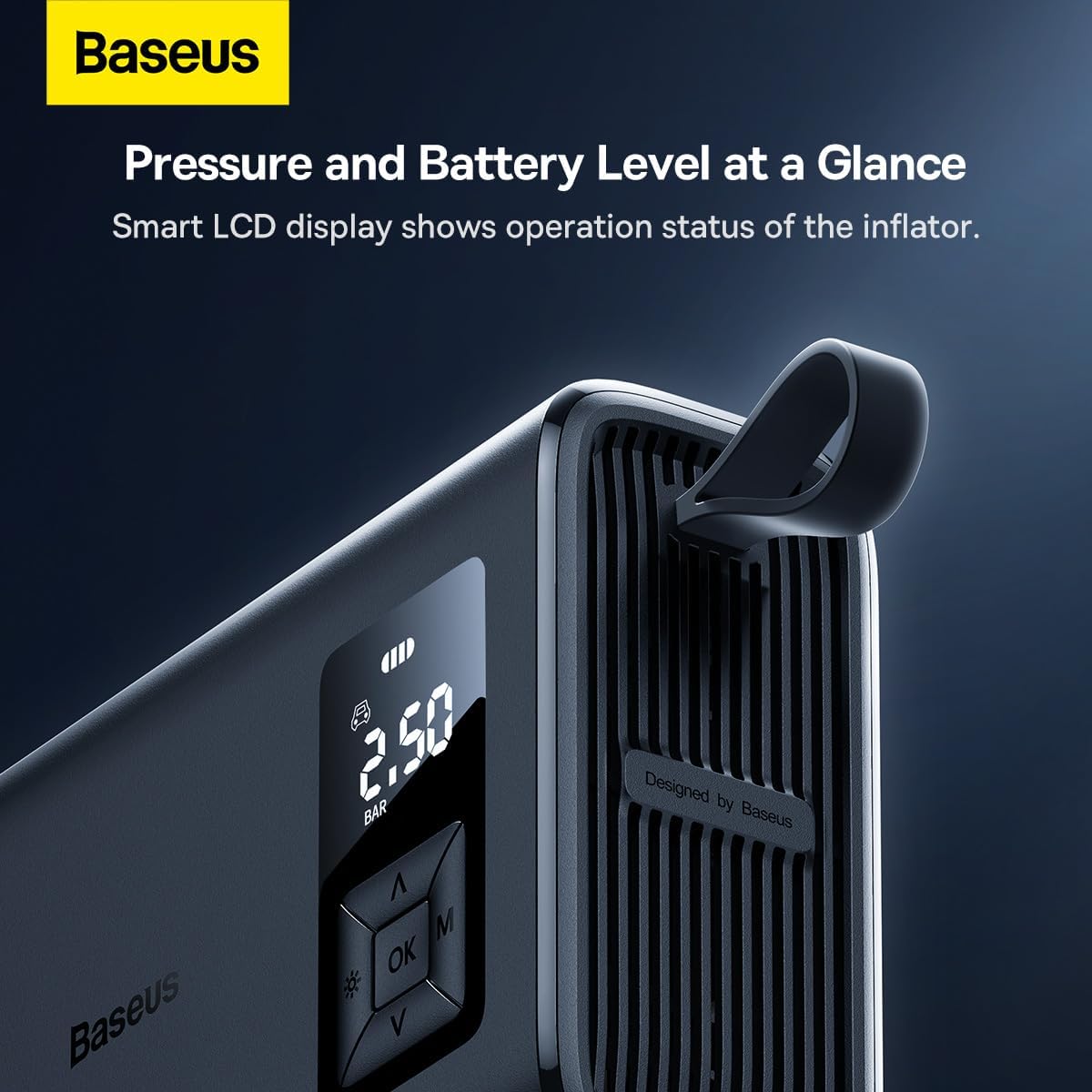Baseus EnergyPump Mega Series Dual Cylinder Wireless Inflator, 150PSI Portable Air Compressor, 250W, 6000mAh, Smart LCD, Auto-Stop, LED Light, for Car, Motorcycle, Bike (Black) — Black