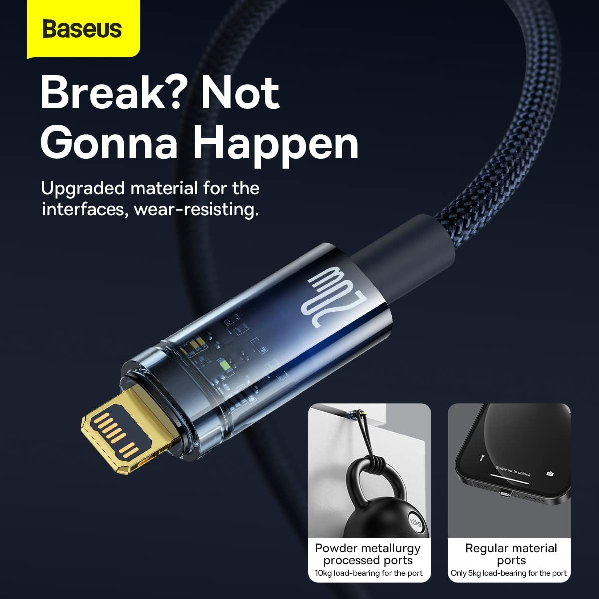 Baseus Explorer Auto Power-Off USB-C to Lightning Cable 20W — 1m — Blue