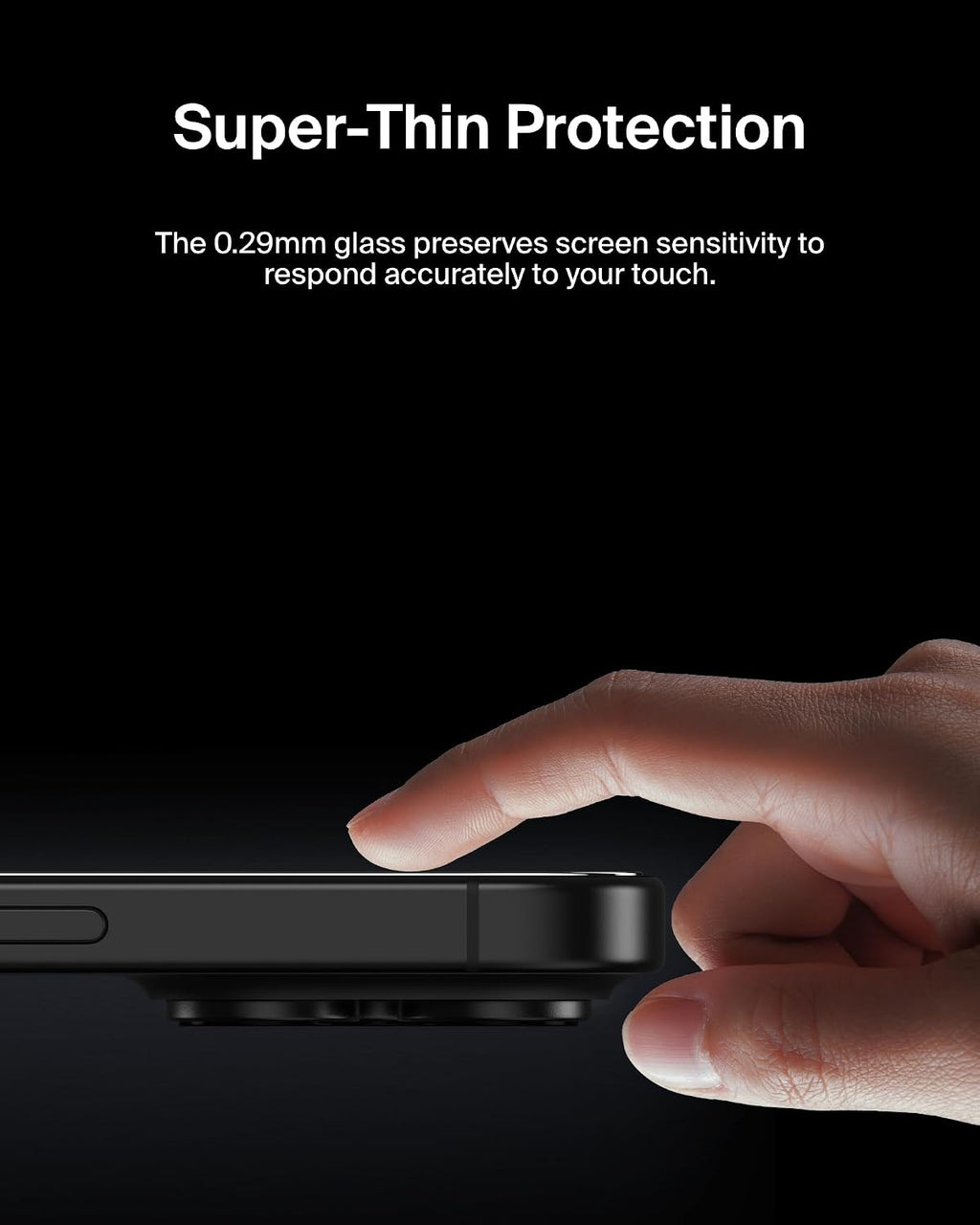 Belkin ScreenForce InvisiGlass iPhone 16 Pro Max Privacy Screen Protector, scratch-resistant impact protection, easy align tray for bubble free application, recycled glass for iPhone 16 Pro Max