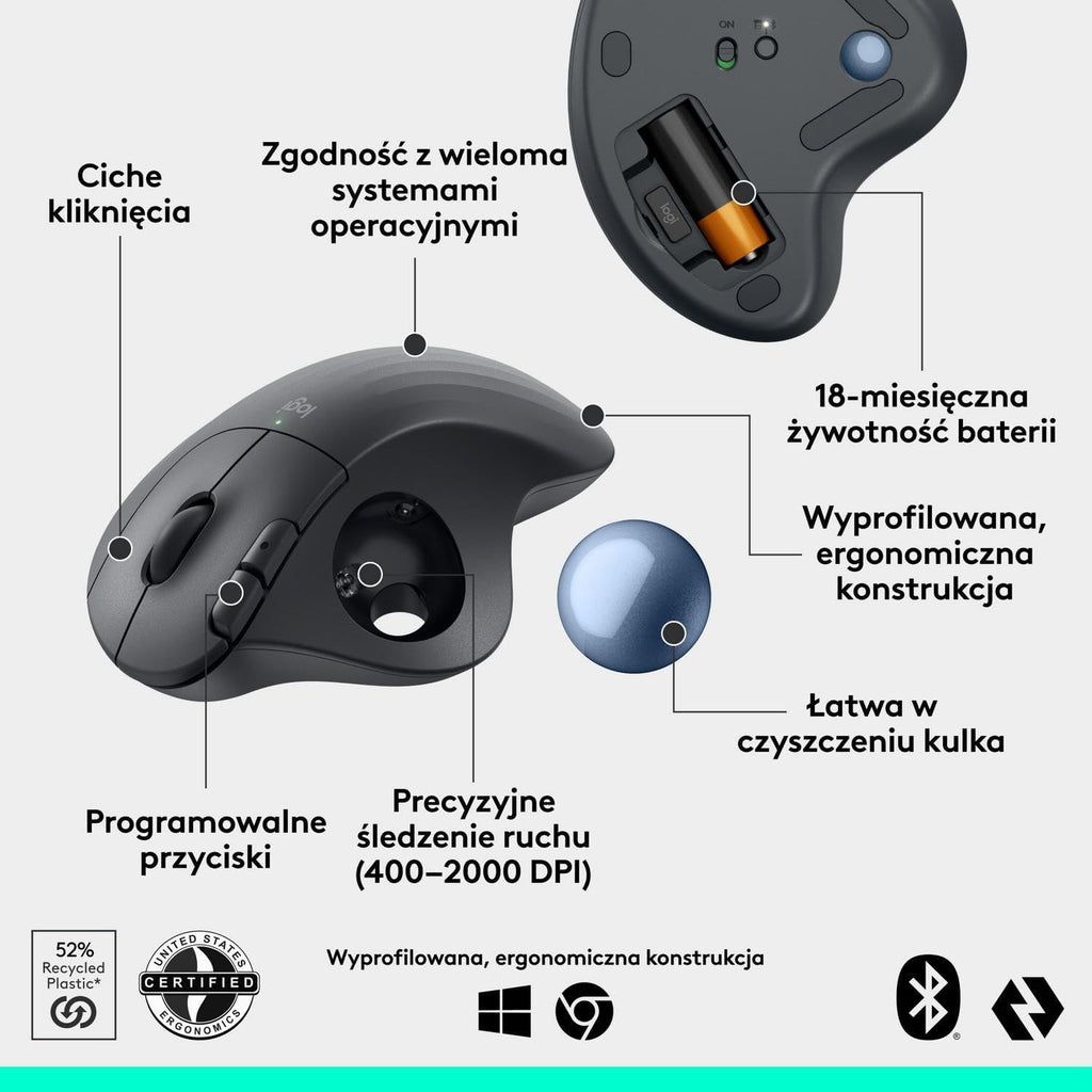 Logitech ERGO M575S Wireless Mouse — Graphite