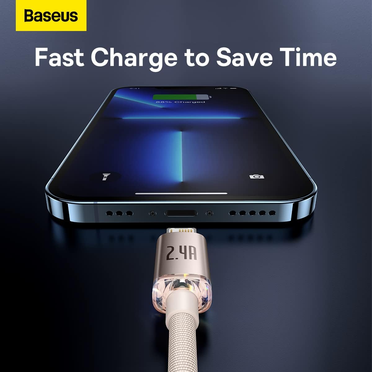 Baseus Crystal Shine USB-A to Lightning Cable 2.4A — 1.2m — Pink