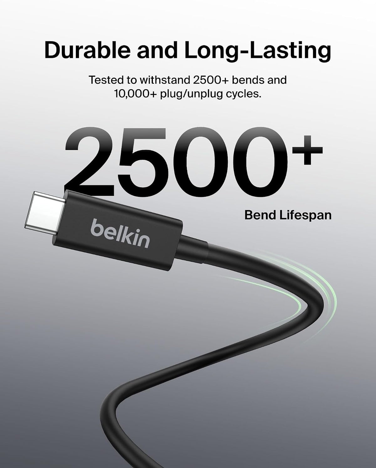 Belkin Active Thunderbolt 4 USB-C Cable, USB Type C Connection with 100W Power Delivery PD Enabled, USB 4 Compliant and Compatible with TB3 Compatible with MacBook Pro, iPhone 15 Pro, more, 2m